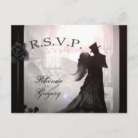 Halloween Lovers Silhouette Matching RSVP Briefkaa Uitnodiging Briefkaart (Voorkant)