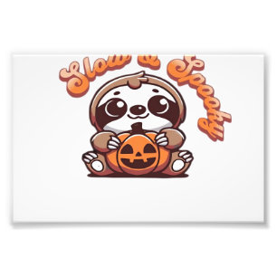 Halloween Luiaard Langzaam en Griezelig Schattige Foto Afdruk
