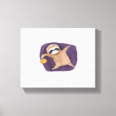 Halloween Luiaard met Pumpkin Classic T-Shirt Canvas Afdruk (Voorkant)