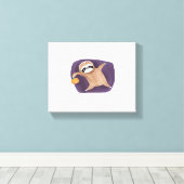 Halloween Luiaard met Pumpkin Classic T-Shirt Canvas Afdruk (Insitu (Houten vloer))