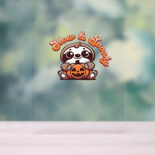 Halloween Luiaard Slow en Spooky Schattigee Luiaar Acryl Bord (Neutraal)