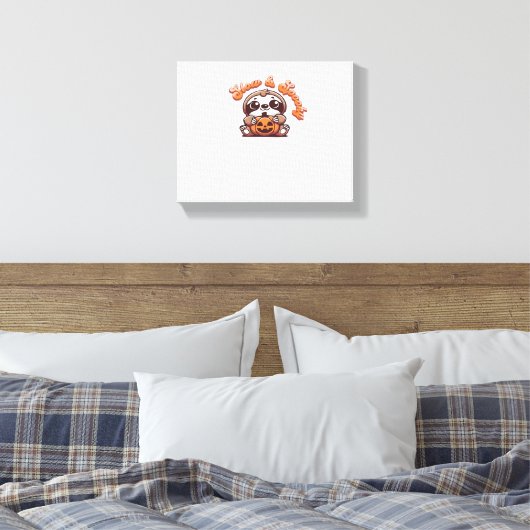 Halloween Luiaard Slow en Spooky Schattigee Luiaar Canvas Afdruk (Insitu (Slaapkamer))