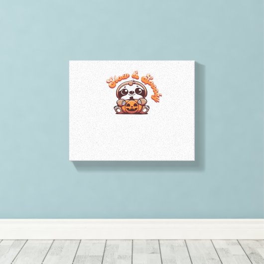 Halloween Luiaard Slow en Spooky Schattigee Luiaar Canvas Afdruk (Insitu (Houten vloer))