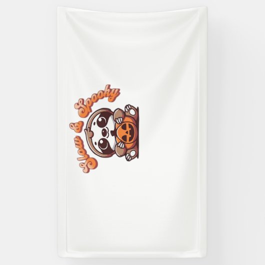Halloween Luiaard Slow en Spooky Schattigee Luiaar Spandoek (Verticaal)