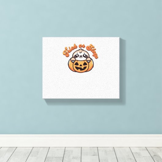 Halloween luiaard truc of slaap Schattigee luiaard Canvas Afdruk (Insitu (Houten vloer))