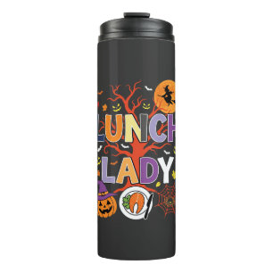 Halloween Lunch Dames Heks Keuken Vector Thermosbeker