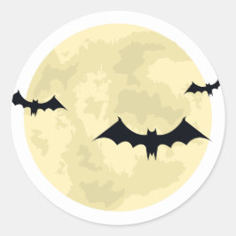 Halloween maan en vleermuizen ronde sticker