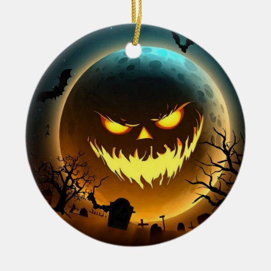 Halloween/maan/pompoen Keramisch Ornament (Voorkant)