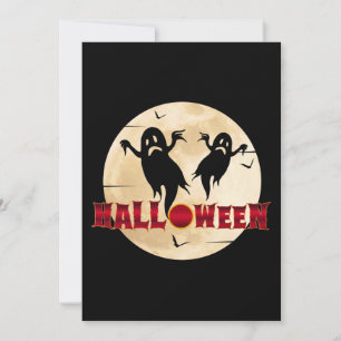 Halloween Maan Silhouet Geesten Vleermuizen Kaart