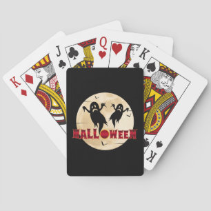 Halloween Maan Silhouet Geesten Vleermuizen Pokerkaarten