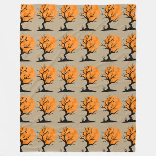 Halloween maanverlichte bomen fleece deken