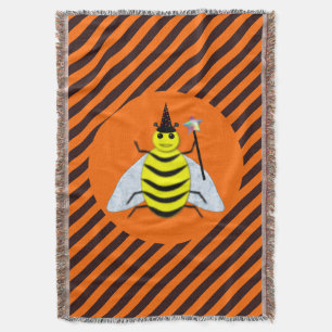 Halloween Magic Bee Witch Oranje en Black Stripes Deken