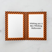 Halloween Magic Bee Witch Oranje en Black Stripes Kaart (Binnen)