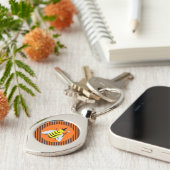 Halloween Magic Bee Witch Oranje en Black Stripes Sleutelhanger (Zijkant)