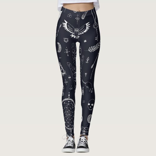 Halloween Magic: Doodle-patroon. Leggings (Voorkant)