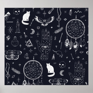 Halloween Magic: Doodle-patroon. Poster