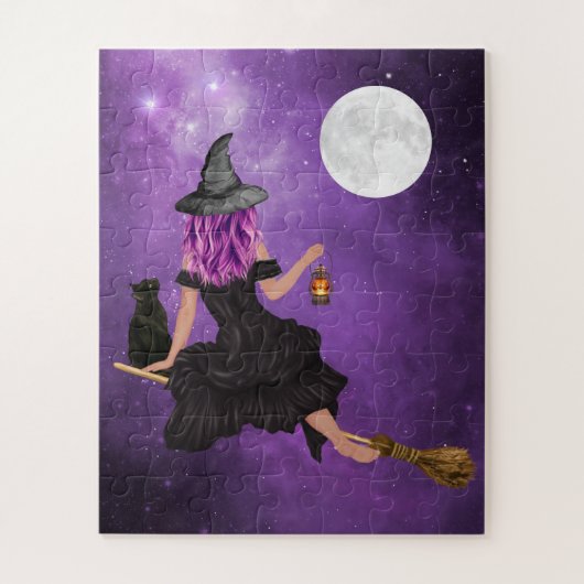 Halloween Magic Flying Witch Legpuzzel (Verticaal)
