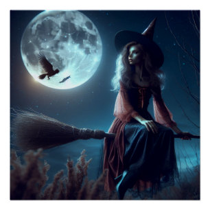 Halloween Magical Fantasy Witch Art Poster Perfect Poster