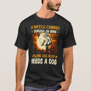 Halloween Magie Magick Heks Hond Kostuum T-shirt