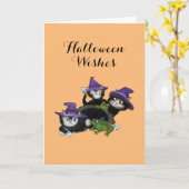 Halloween magische katten kaart (Gele Bloem)