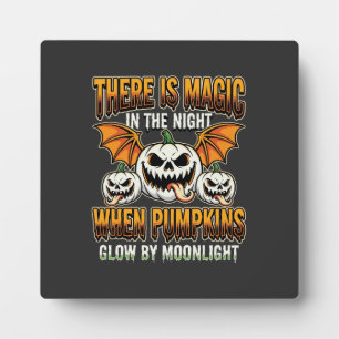 Halloween Magische Pompoen Maneschijn Horror Vecto Fotoplaat