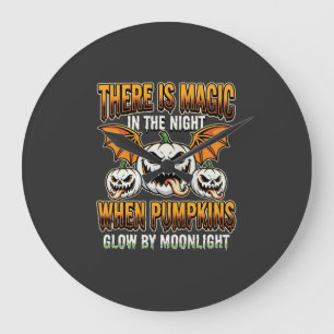 Halloween Magische Pompoen Maneschijn Horror Vecto Grote Klok