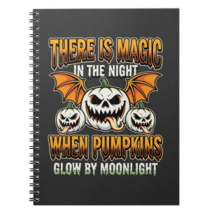Halloween Magische Pompoen Maneschijn Horror Vecto Notitieboek