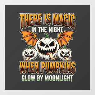 Halloween Magische Pompoen Maneschijn Horror Vecto Raamsticker
