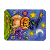 Halloween Magnet avec Citrouille de chat et cochon (Horizontal)