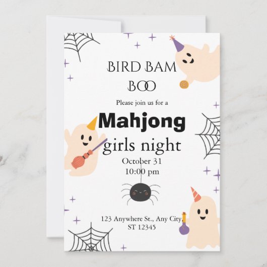 Halloween Mahjong Invitation Kaart (Voorkant)