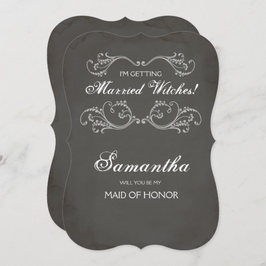 Halloween Maid of Honor proposal Invite ~ Funny Kaart (Voorkant / Achterkant)