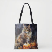 Halloween Maine Coon Cat with Pumpkins Scary Draagtas (Voorkant)