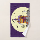 Halloween Maison hantée Noir chauve Pleine lune Fa (Serviette à main)