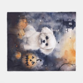 Halloween Maltese met pompoenen eng Fleece Deken (Voorkant (Horizontaal))