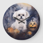 Halloween Maltese met pompoenen eng Grote Klok (Voorkant)