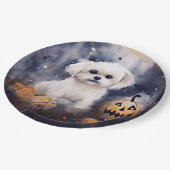 Halloween Maltese met pompoenen eng Papieren Bordje (Gekanteld)