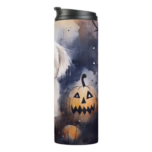 Halloween Maltese met pompoenen eng Thermosbeker (Geroteerd rechts)
