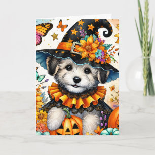 Halloween Maltezer Puppies Heks Halloween Kaart