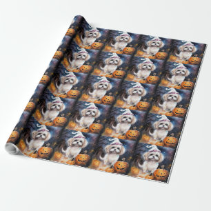 Halloween Malti Tzu Met Pompoenen Eng  Cadeaupapier