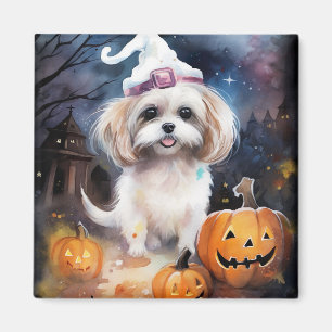 Halloween Malti Tzu met pompoenen eng Magneet