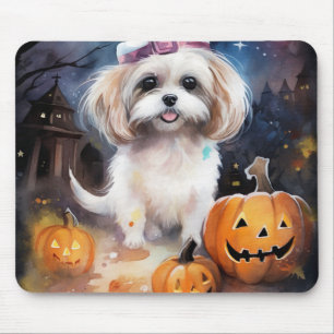Halloween Malti Tzu met pompoenen eng Muismat