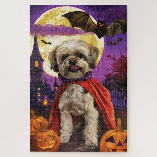 Halloween Malti Tzu Vampire Pumpkins eng Legpuzzel (Verticaal)
