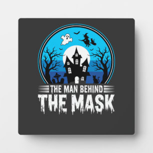 Halloween Man Achter het Masker Spookhuis Fotoplaat