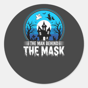 Halloween Man Achter het Masker Spookhuis Ronde Sticker