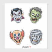Halloween Mask Icons Sticker Pack - Vampire, Zombi (Vel)