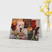 Halloween Masker en Figurines Kaart (Gele Bloem)