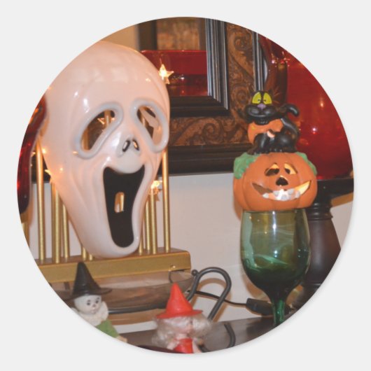 Halloween Masker en Figurines Ronde Sticker (Voorkant)