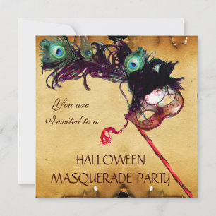 HALLOWEEN MASKERADE FEest perkament Kaart