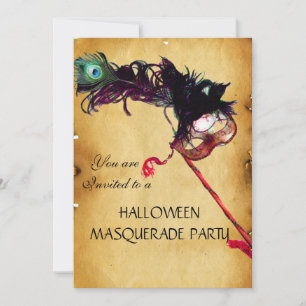 HALLOWEEN MASKERADENPARTY, perkament Kaart