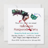 HALLOWEEN MASKERADENPARTY,Zwart Goud Metaalachtig Kaart (Achterkant)